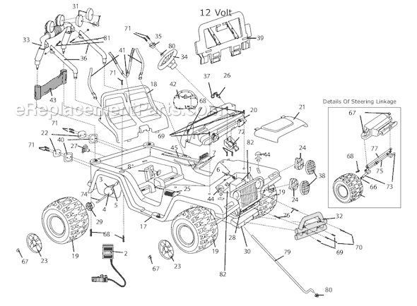 Page A Diagram and Parts List for 77770-9993  Power Wheels Ride-On Cars